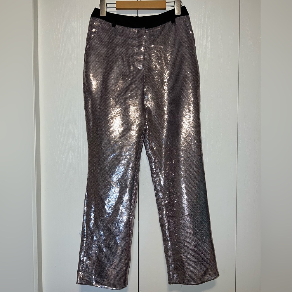Avec Les Filles Sequin Straight Pants